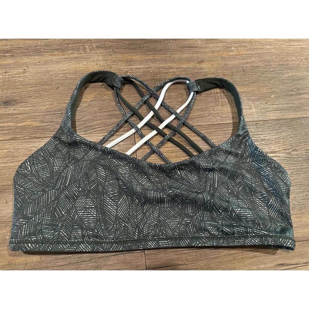 Lululemon Free To Be Bra *Wild in Forest Green/White/Black Sz 12 EUC